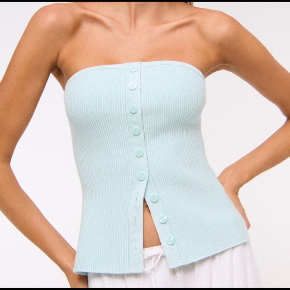 Ottoman button-front tube top